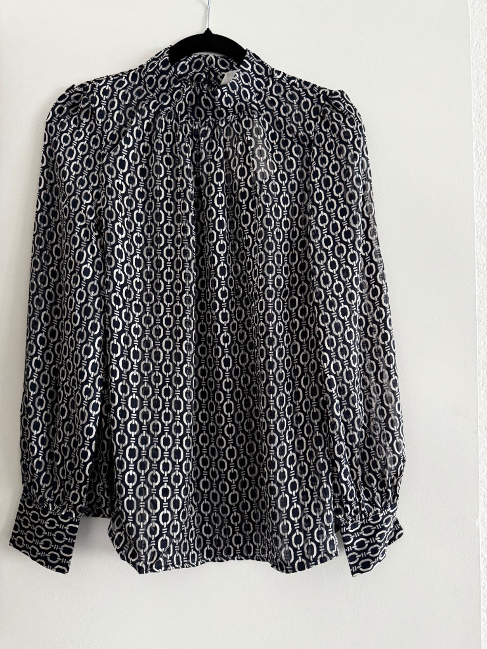 H&M Conscious Navy Chain Print Blouse –Textile to Textile Collection (M)